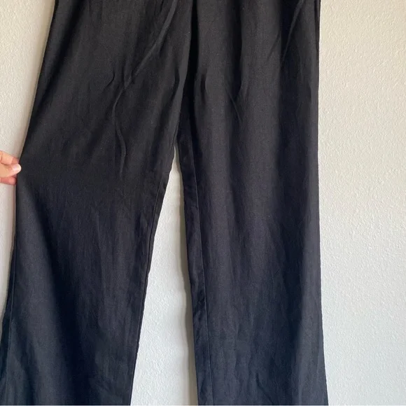 Black Linen Blend Trousers - Picture 6 of 9